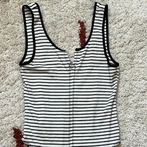 Black-and-white striped bodysuit -- size S